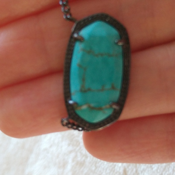RARE KENDRA SCOTT • Gunmetal Dylan Turquoise Necklace - Picture 14 of 14